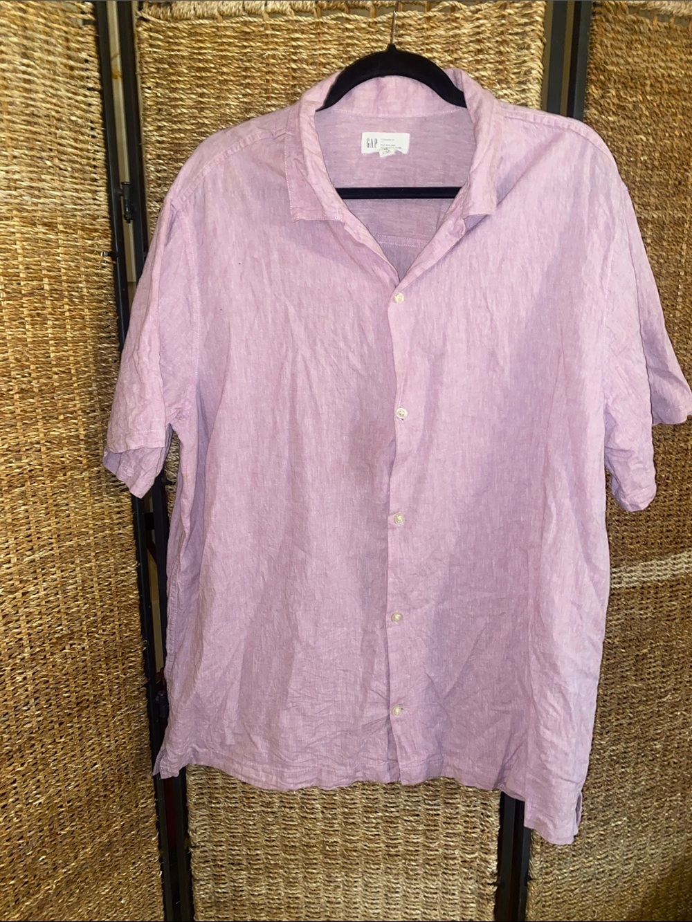 GAP - Linen Cotton blend- Short-Sleeve Button-Down Shirt in Lavender